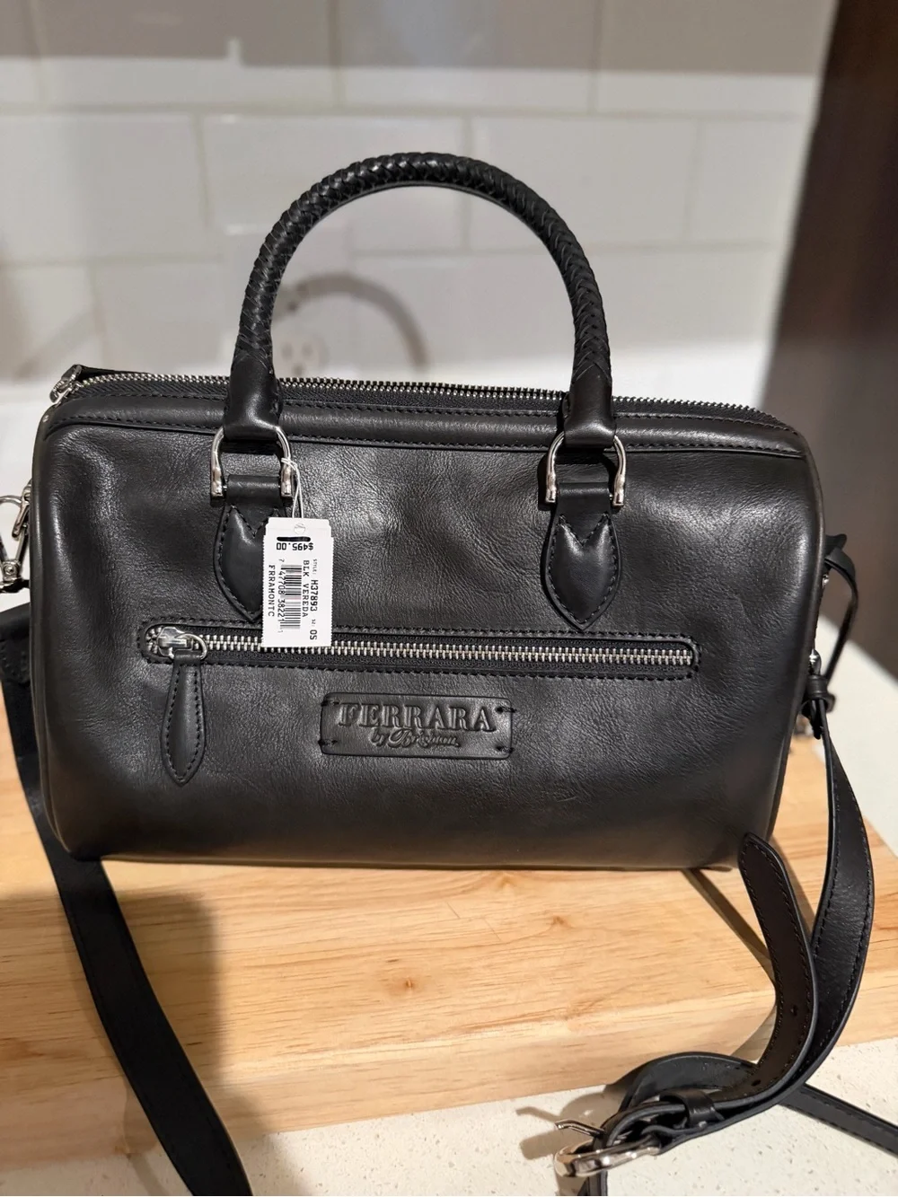 Rare Brighton Black Ferrara Vereda‎ Satchel Style $495 NWT- Distressed Grey